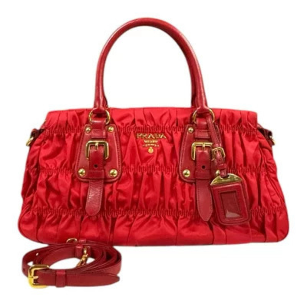 Prada Gathered Shoulder Bag Red